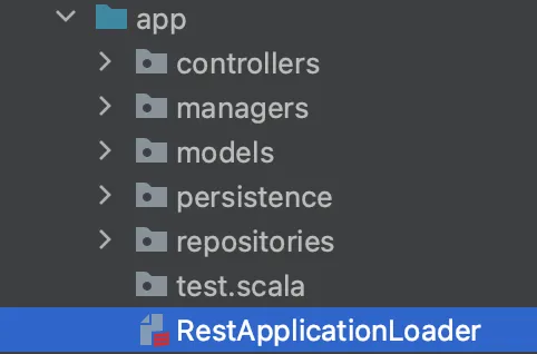 Project file structure showing the application loader file